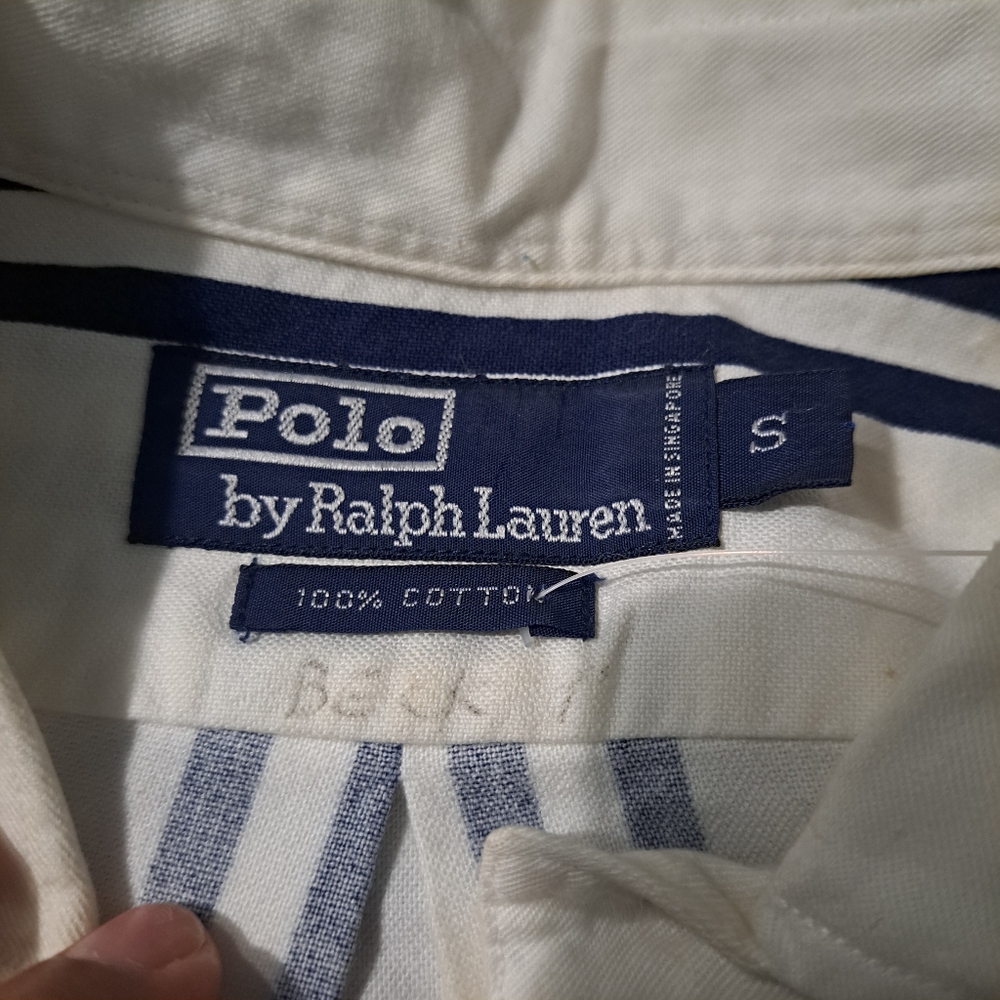 Ralph Lauren Polo White and Blue Striped Shirt - Picture 3 of 5